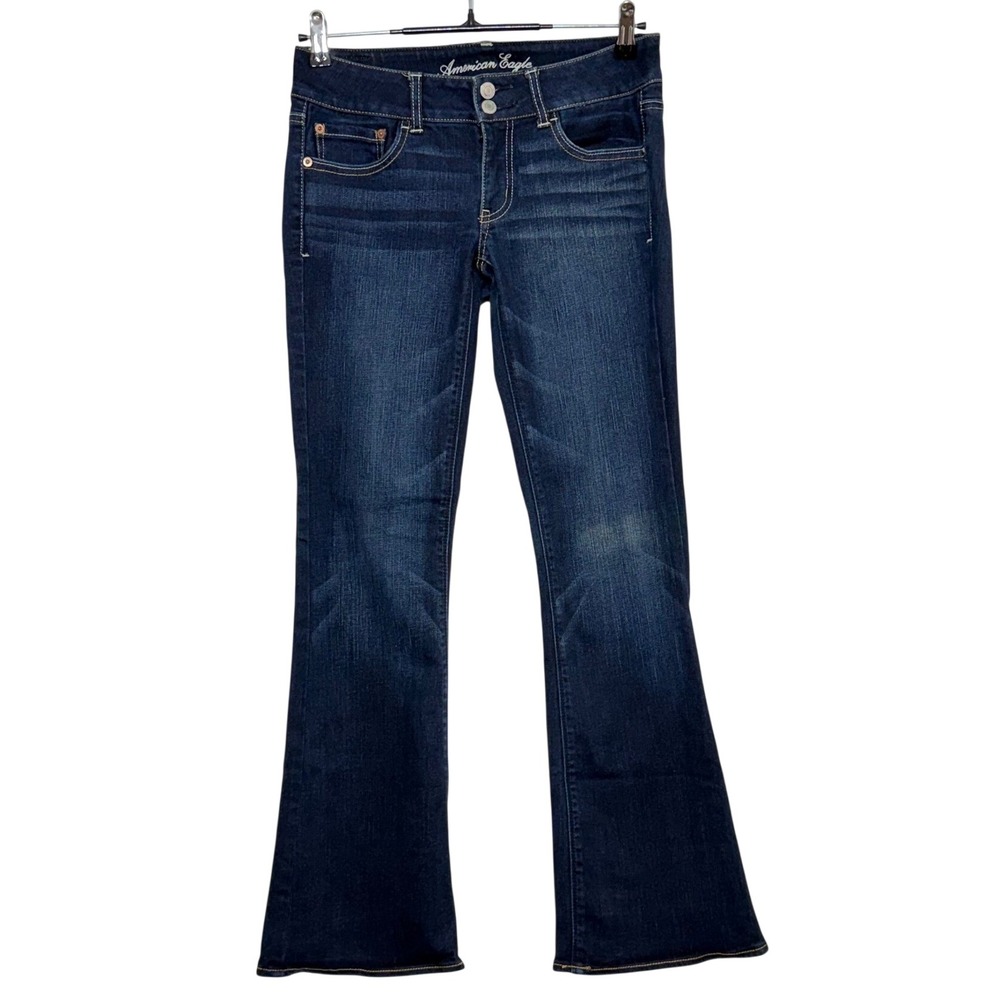 American Eagle Jeans Women 6 28X30 Blue Artist Flare Low Rise Super Stretch